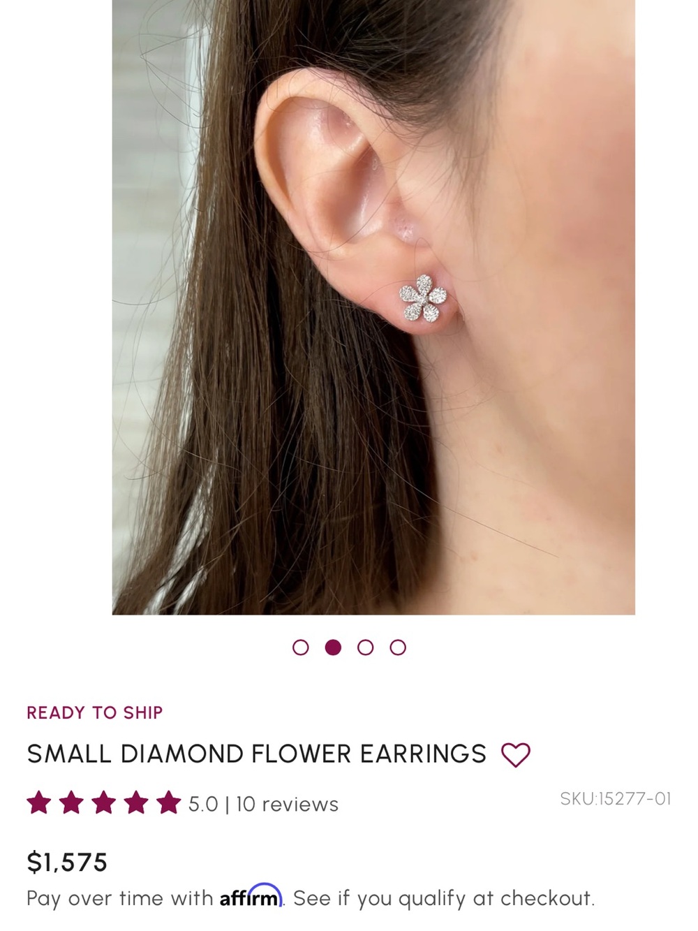Small Diamond Flower Earrings - White Gold
